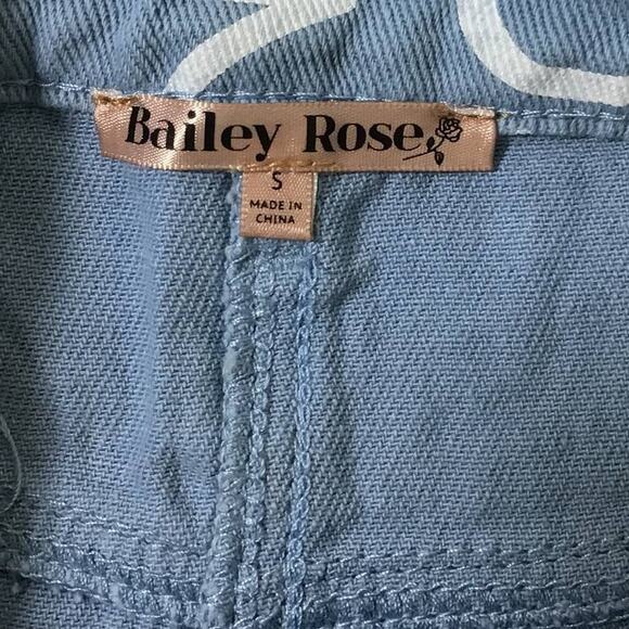 BAILEY ROSE SZ S light blue denim distressed daisy print mini skirt NWT B86 - Picture 7 of 10